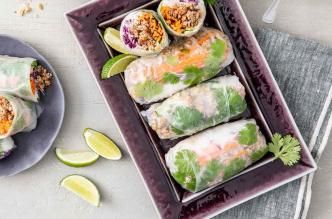 Ground Turkey Spring Rolls with Thai Peanut Sauce