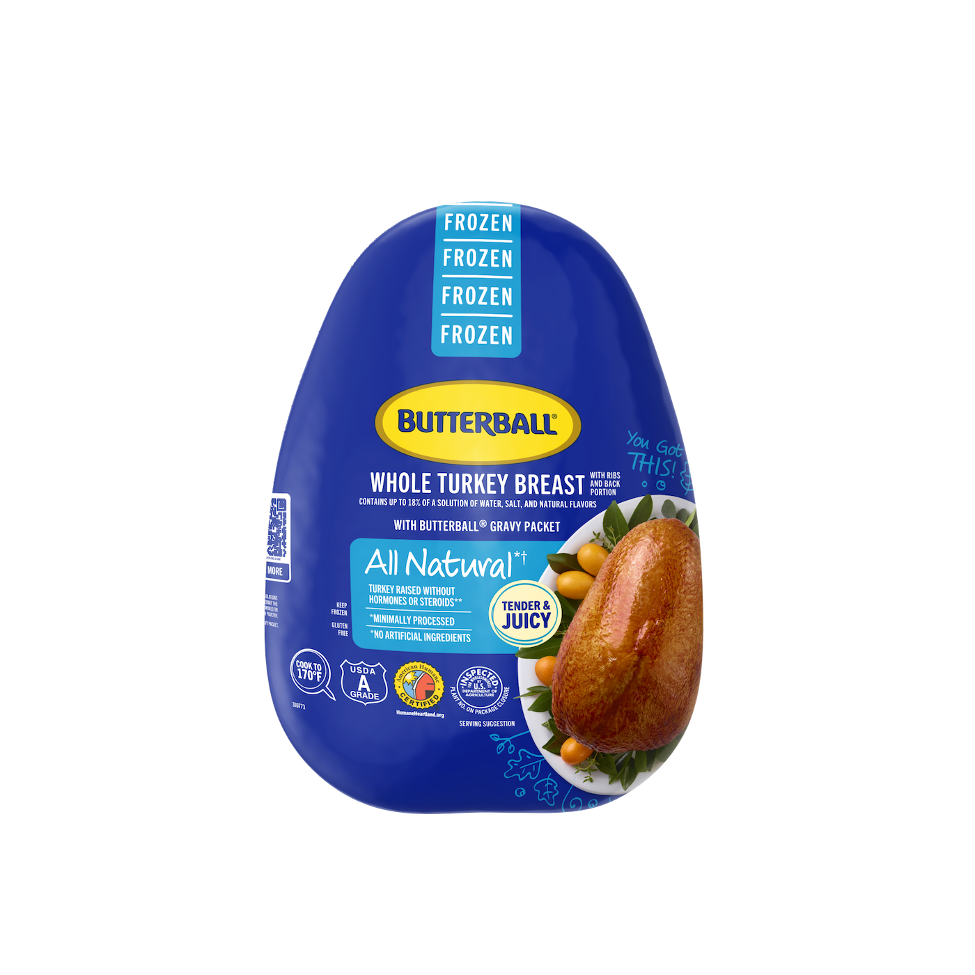 BB Frozen Bone-In Turkey Breast in 10x17 bag, tender and flavorful, perfect for roasting or baking.