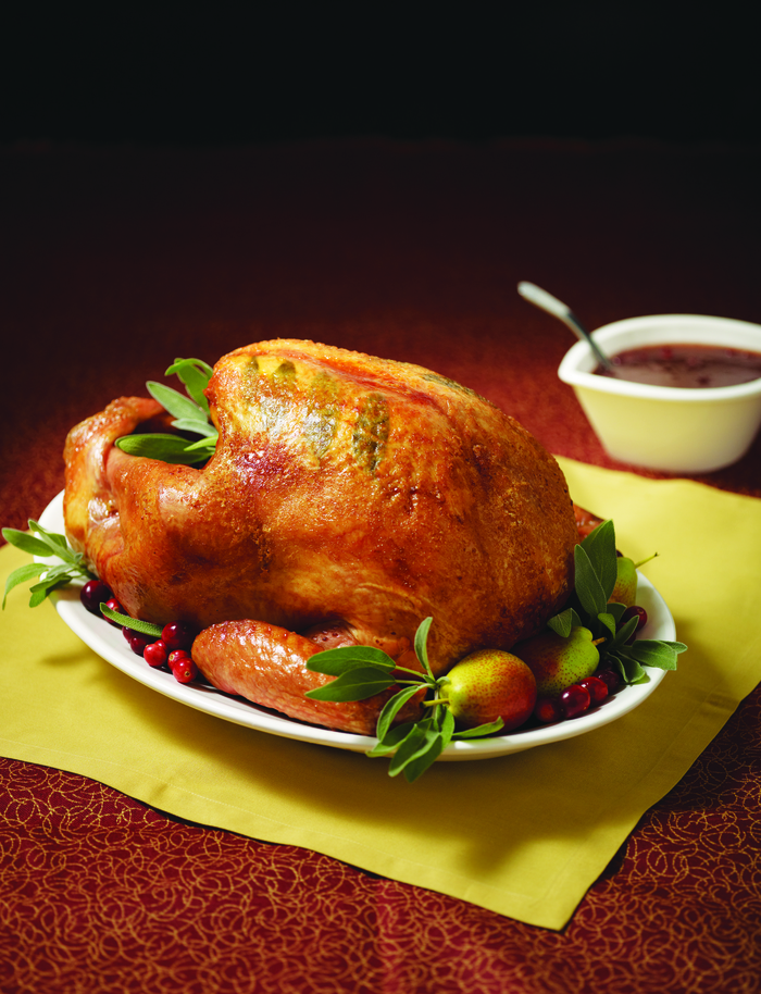 Image of Maple-Basted Roast Turkey with Cranberry Pan Gravy