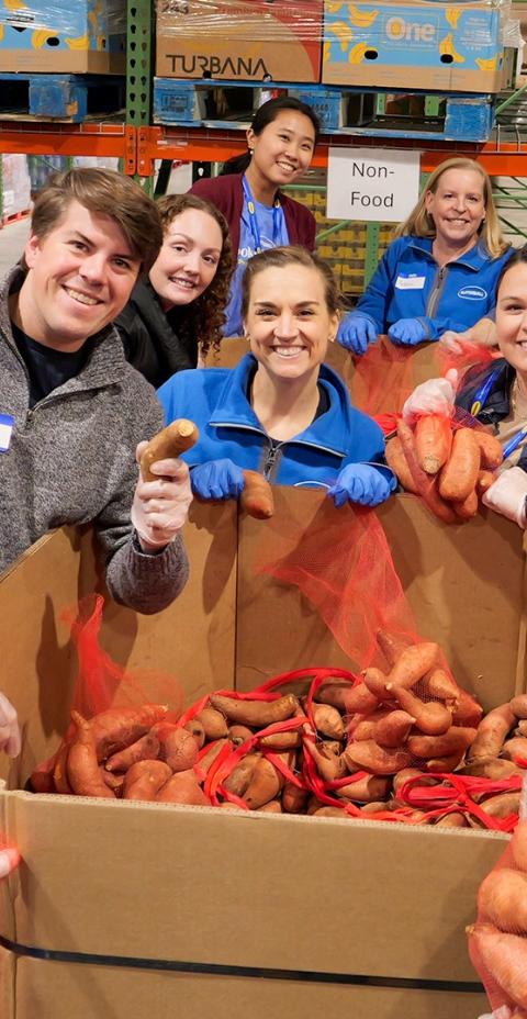Butterball employees volunteering at a food shelf.