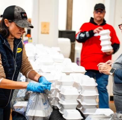 Butterball team members package meals for Butterball’s Our Shared Table philanthropic campaign.