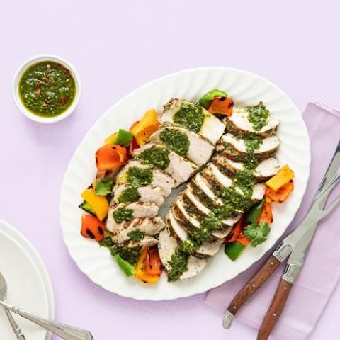 Image of Grilled Turkey Breast Tenderloin with Chimichurri Sauce