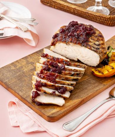 Image of a Grilled Turkey Breast with Cranberry-Jalapeño Hot Sauce
