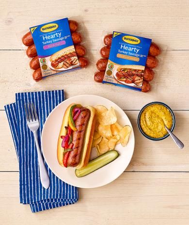 Two packages of Grilled Hearty Links with fixings