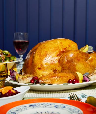 Cooked turkey dinner with sides