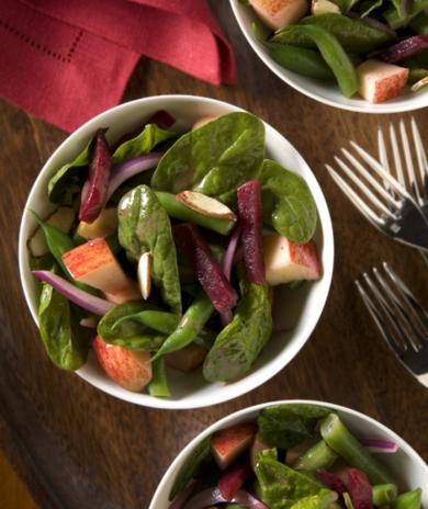 Image of Beet Spinach and Apple Salad with Pomegranate Vinaigrette