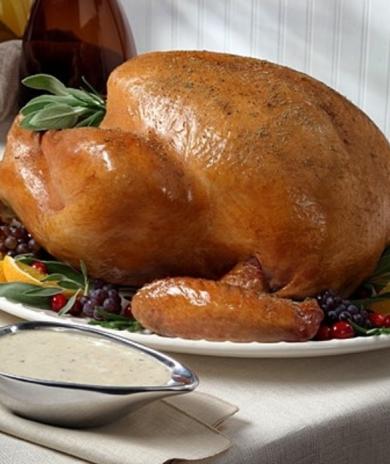 Image of Roasted Turkey with Mushroom Herb Sauce