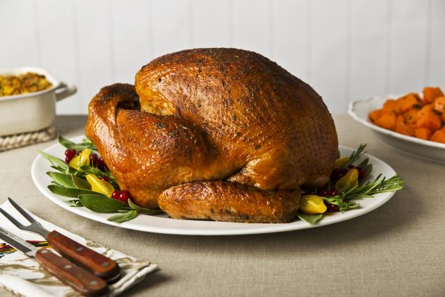 Herb Rubbed turkey on a plate 