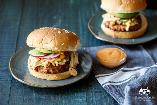 Image of Korean Turkey Burgers with Kimchi Slaw